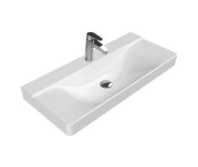 Resim Turkuaz Yeni Mona Etajer Uyumlu Lavabo 100 45 Cm Beyaz 