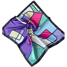 Resim Saten Bandana Saten Fular Saten Çanta Aksesuarı Özel Desen Bandana 45x50 Cm Beyaz - Yeşil 