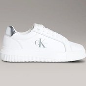 Resim Calvin Klein Jeans Kadın Gümüş Rengi Deri Kalın Tabanlı Beyaz Sneaker YW0YW01876-02R 