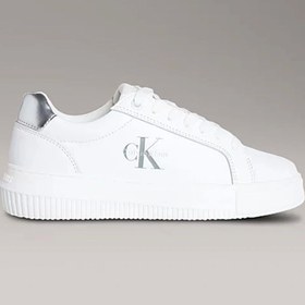 Resim Calvin Klein Jeans Kadın Gümüş Rengi Deri Kalın Tabanlı Beyaz Sneaker YW0YW01876-02R 