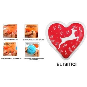 Resim Kalpli Geyikli Cep Sobası,el Isıtıcı,sıcak Su Torbası Pvc 9cm Kırmızı 