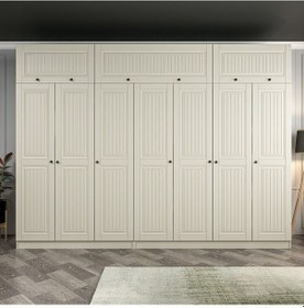 Resim Kale 7 Kapaklı 4 İç Çekmeceli Dolap Ve Yüklük Kumtaşı Mebran İlkbahar 235cm Bej 