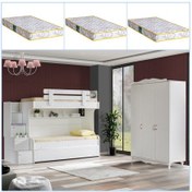 Resim Setaymobilya Ranza, Su Mdf Mebran Yavrulu Ranza + Mdf 3 Kapılı Dolap + 3 Yatak 