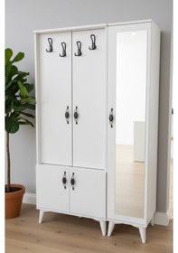 Resim Zerkaconcept Belin 3 Kapaklı Portmanto Vestiyer Ayakkabılık Dolap Byz - M4 Beyaz 