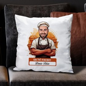 Resim Karikatürlü En Başarılı Kadın Fırıncı Yastık 
