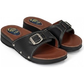 Resim Hipokrat Hp450 Hakiki Deri Halluks Ve Jelli Topuk Dikeni Terliği Kemik Çıktısı Günlük Kadın Terlik Siyah 