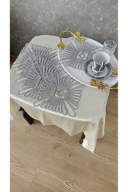 Resim ZESA HOME 6 Lı Kahve Yanı Şık Sunum Peçeteleri Tül Güpürlü 