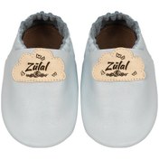 Resim Kız Bebek Kişiye Özel Isimli Mavi Deri Patik - Bulut Görselli Mavi 