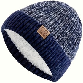 Resim Erkek Vintage 1978 Retro Kışlık Örme Bere Şapka - Kalın Polar Astarlı Kulak Kılıfları, Lacivert/Beyaz/Desen Yama, Yumuşak Peluş Astar - Dayanıklı Elde Yıkanabilir, Kışlık Başlık, Soğuk Hava Aksesuarı, Unisex Stil, Klasik Tasarım, Sezonluk Giyim 
