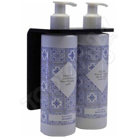 Resim Dekoratif Boş Şampuan Şişesi Duş Jeli Şişesi Askı Aparatlı 3 Parçalı Banyo Duş Seti Hediyelik Beyaz 