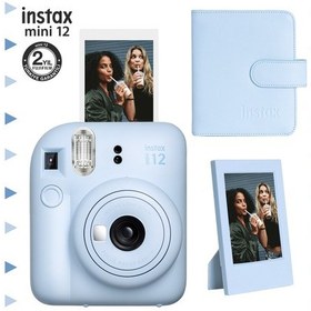 Resim Fujifilm Instax Mini 12 Fotoğraf Makinesi + Çerçeve + 64'lü Kare Albüm Seti Mavi 