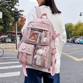 Resim Moda Kadınların Laptop Bölmesi ile Sırt Çantası, Geniş Çoklu Cep Tasarımı, Büyük Kapasiteli Okul Kitap Çantası - Poliamid Malzeme, Bej, Siyah, Yeşil, Pembe, Mor Renklerde Mevcut 