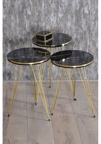 Resim Zigon Sehpa Ve Orta Sehpa Kr Set Çift Gold Bendir Tel Diğer 