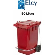 Resim Elcy 90 Litre Tıbbi Atık Plastik Pedallı Çöp Konteyneri Kırmızı Isıya Karşı Dayanıklı 