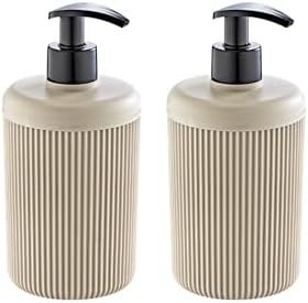 Resim 2 Adet Akrilik Sıvı Sabunluk Mutfak Banyo Sabunluk Seti- 400 ml CAM DEĞİLDİR- Bej 