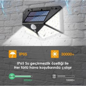 Resim Technojet 100 Ledli Güneş Enerjili Bahçe Lambası Solar Hareket Sensörlü Şarj Olabilen 