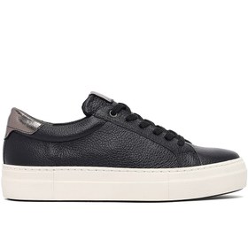 Resim Derimod Kadın Siyah Bağcıklı Kalın Tabanlı Deri Sneaker, Kışlık Spor Ayakkabı 25AFD3700FT 