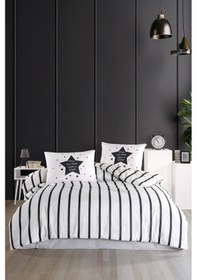 Resim Kolay Ütülenir Nevresim Takımı Çift Kişilik Funnystar Siyah-beyaz Siyah-beyaz 