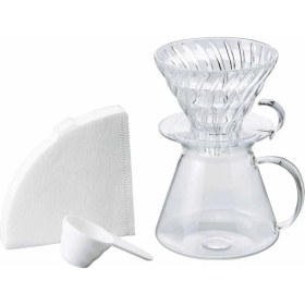 Resim Hario V60 02 Cam Demleme Seti, 40 Adet Filtre Kâğıdı 