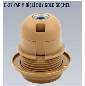 Resim 100 Adet E27 Gold Yarım Dişli Geçmeli Duy 