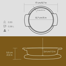 Resim Lava Döküm Yuvarlak Güveç Kabı Döküm Demir Yekpare Çift Kulplu Kayın Servis Ahşabı Çap(Ø)14cm. 