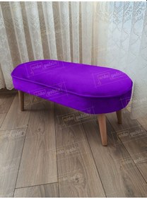 Resim Ultra Lüks Oval Parrot Puf Ahşap Ayak Eflatun 