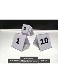 Resim Şeffaf Etiket Pvc İsimlik Masa Numaraları Çift Yön 1-10 Arası Ayaklı Numaralar 