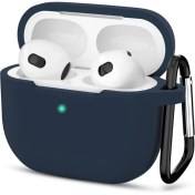 Resim Airpods 3.nesil Kılıf Silikon Kancalı Kılıf Lacivert 