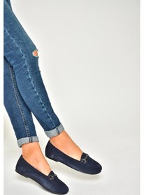 Resim Fox Shoes R667001402 Lacivert Hakiki Deri Süet Kadın Babet Lacivert-süet Lacivert 