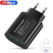 Resim 3usb Telefon Şarj Cihazı 2.1a Hızlı Şarj Samsung Xiaomi Huawei İphone Uyumlu Cep Bk373b Eu Black 1 Adet 