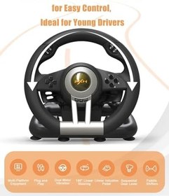 Resim Coverzone Oyun Yarış Direksiyon PXN V3 Pro 180° Yarış Direksiyonu, Evrensel USB Bağlantı Noktası ve Pedallı, PC, PS3, PS4, Xbox One, Xbox Serisi S&X, Nintendo Switch için uygundur (Siyah) 