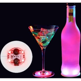Resim Yuvarlak RGB Led Işıklı Bardak Altlığı Şişe Vazo Altı Aydınlatma Dekoratif Led Işık 