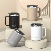 Resim 1pc Paslanmaz Çelik Bardak Kapağı ile - Çift Duvarlı, Yalıtımlı, Sızdırmaz, Dayanıklı, Taşınabilir Kahve Kupası - Outdoor Kullanım için İdeal Hediye, Noel, Doğum Günü ve Festivaller için, Outdoor Kahve Kupası | Modern Kahve Kupası | Paslanmaz Çelik Bardak 