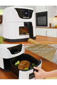 Resim Rexon Yağsız Fritöz 4,5 Litre Air Fryer Dijital Ekran Akıllı Pişirme Geniş Hacim İzleme Penceresi BEYAZ 