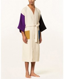 Resim Unisex Kimono Waffle 125 Cm Şal Yaka Çift Halkalı Kemerli Mor 