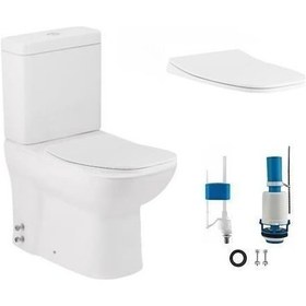 Resim Seramiksan Petite Kanalsız Rim-ex Duvara Sıfır Klozet + Yavaş Kapanır Kapak + Vitra İç Takım Set 