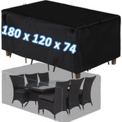 Resim Ağır Hizmet Tipi 210D Oxford Kumaş Her Mevsim İçin Dönerli ve Kayışlı Kapatmalı Bahçe, Balkon & Teras Üstü Eşya Örtüsü ile Uyumlu - Yuvarlak Masalar, Oturma Grupları Yemek Masaları İçin Dayanıklı Malzeme (Hasır, Metal, Plastik) Tüm Sezonlar için Siyah Renk Kolay Saklama Taşınabilir Soğuk Havada Ya da Sağanağa Karşı Koruyucu 
