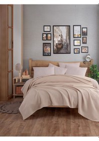 Resim Ecocel Pike Örtü Çift Kişilik 200x230cm Karde Koyu Bej Koyu Bej 