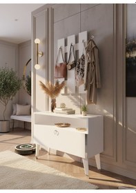 Resim Resital Portmanto Vestiyer - Gp7004-1 - Beyaz Silver Beyaz 