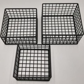 Resim GO DEKOR Kare 3lü Metal Çok Amaçlı Sevimli Ekmek Sepetleri - SİYAH 