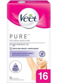 Resim Veet Pure Bikini Bölgesi Ve Koltuk Altı İçin Hipoalerjenik Sir Ağda Bandı 16'lı + Temizleme Mendili 3'lü 