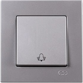 Resim Günsan Elektrik Eqona Gümüş Zil Butonu - Çerçevesiz 