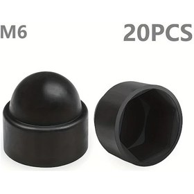 Resim Gaojunshop01 20 Adet M6 Siyah Plastik Altıgen Koruyucu Somun Kapakları Toz Ve Pas Korumalı 