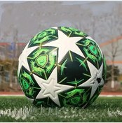 Resim Motion003 Yeşil Boyut 5 Futbol Topu Kalınlaştırılmış Suni Deri Dikişsiz Isı Mühürlü Yüksek Esneklik Su Geçirmez Siyah Neon Yeşil Yıldız Desenli Yetişkin Genc Eğitim Yarışma Yeşil Boyut 5 