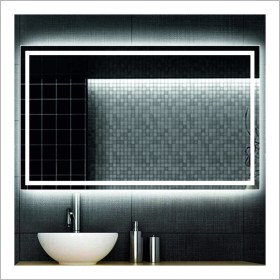 Resim Dnr-Mirror70x90 Cm Beyaz Ledli Tasarım Kumlamalı Banyo Aynası Makyaj Aynası Işıklı Ayna 