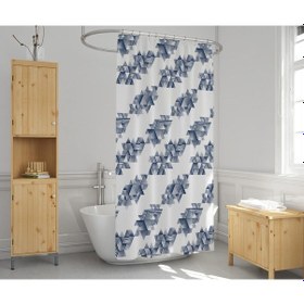 Resim Banyo Perdesi 1x180x200 Tek Kanat Duş Perdesi Halkalı Duşakabin Perdesi 1619 Beyaz 