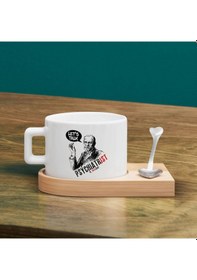 Resim Bk Gift Kişiye Özel İsimli Psikiyatrist Tasarımlı-5, Ahşap Altlıklı Seramik Fincan, Meslek Hediyesi, Yeni İş Hediyesi Kobitmeyen137941 Bk Gift 