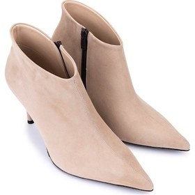 Resim Tamer Tanca Kadın Hakiki Deri Bej Topuklu Bot 1138 5109 Bn Bot Sk25-26 Bej Mts Suet Bej 