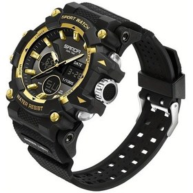 Resim Sunshine022 Siyah Altın Sanda Erkek Digital Su Geçirmez Spor Led Ekran Çift Zamanlı Kronometre Diğer 