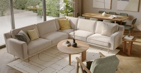 Resim Klem Slim 283 x 257 Köşe Ahşap Ayak - Kadife - Kül Gri / Açık / Rahat Dolgu 